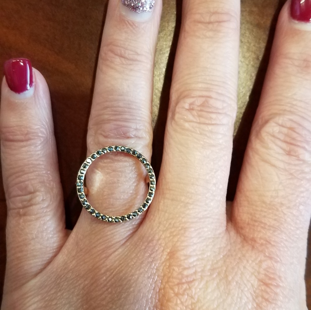 Circle Rhinestone Brass Ring - Picture 4 of 4